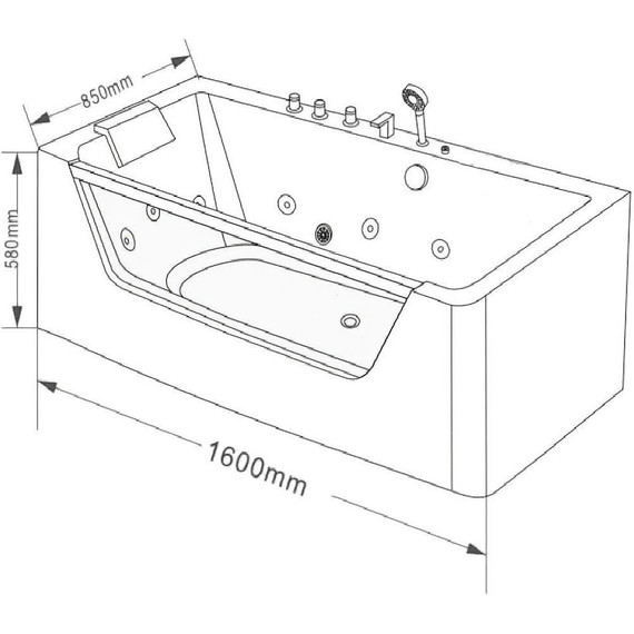 Ванна гидромассажная Grossman 160x85 см GR-16085-1 - фото 8