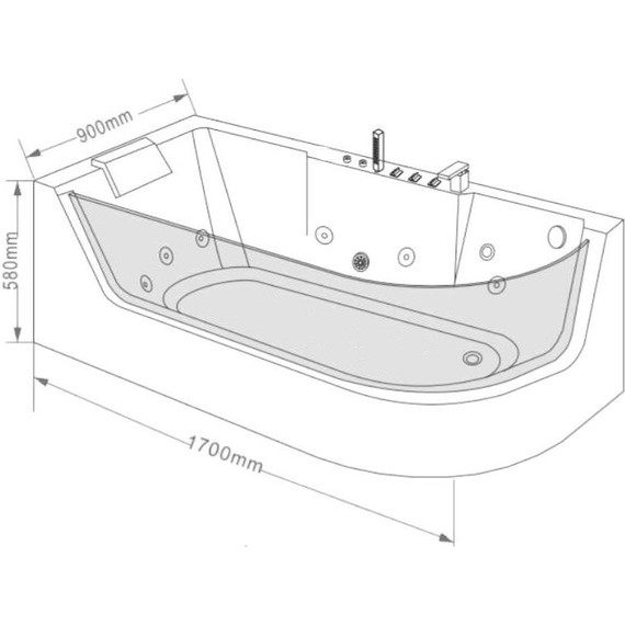 Ванна гидромассажная Grossman 170x80 см GR-17000-1L - фото 7