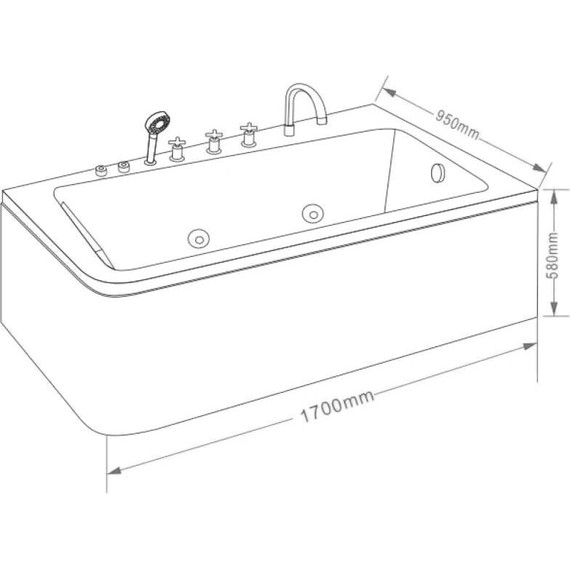 Ванна гидромассажная Grossman 170x95 см GR-17095-1R - фото 8