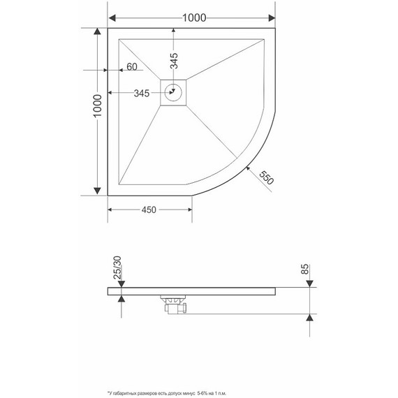 Поддон каменный Grossman Strong 100x100 см GR-S1100100, белый матовый - фото 7