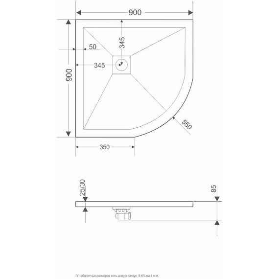 Поддон каменный Grossman Strong 90x90 см GR-S19090, белый матовый - фото 7
