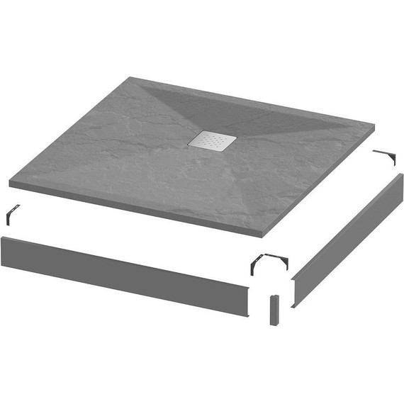 Поддон каменный Grossman Strong 100x100 см GR-S2100100Q, графит матовый - фото 2