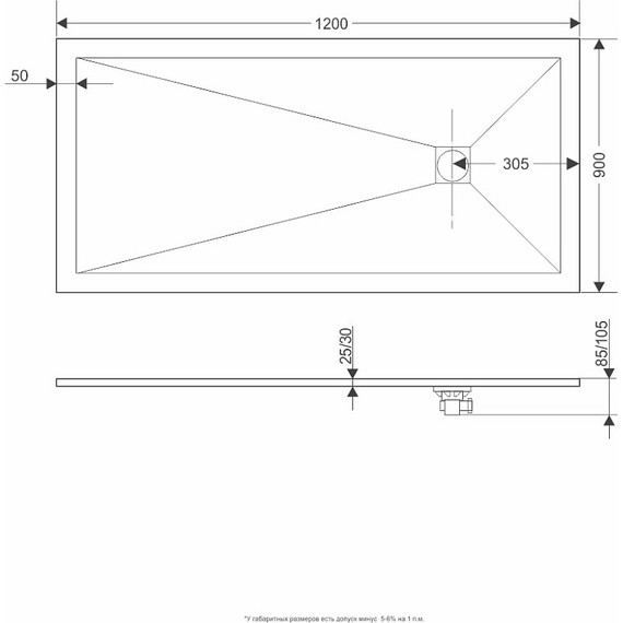 Поддон каменный Grossman Strong 120x90 см GR-S290120Q, графит матовый - фото 6