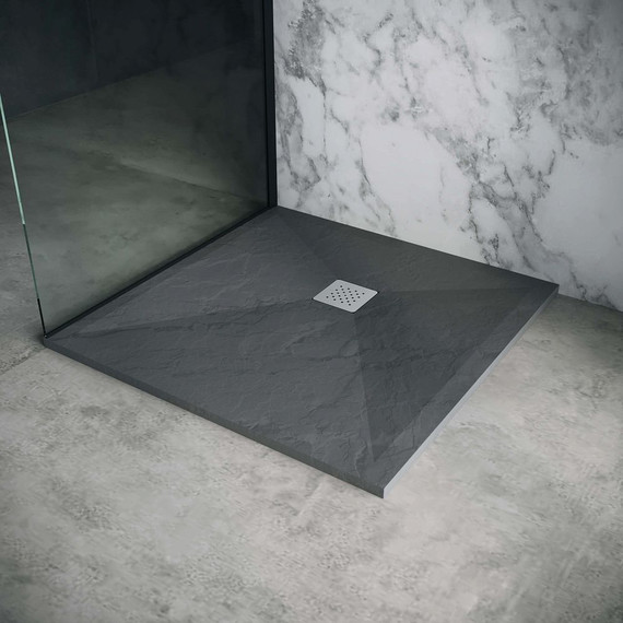 Поддон каменный Grossman Strong 90x90 см GR-S29090Q, графит матовый - фото 4