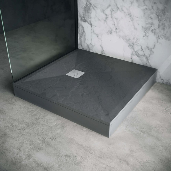 Поддон каменный Grossman Strong 90x90 см GR-S29090Q, графит матовый - фото 5