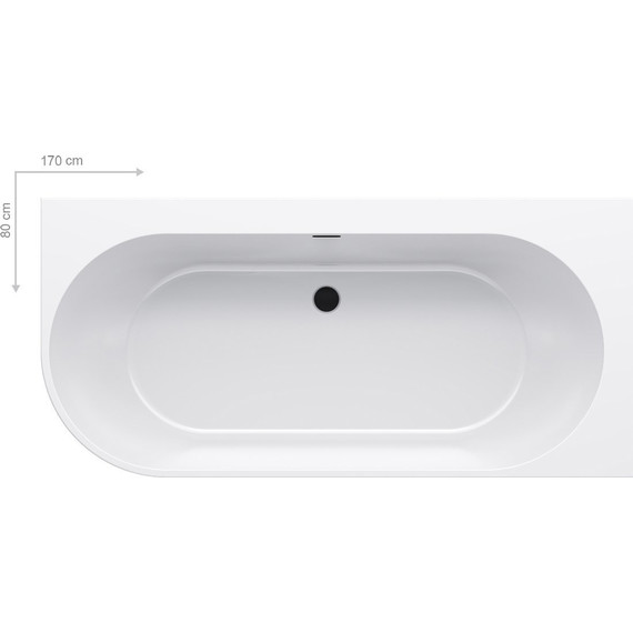 Ванна акриловая Ravak Freedom Corner 170х80 см R XC00100042 (слив перелив чёрный) - фото 2