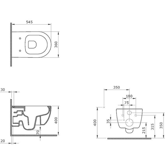 Унитаз подвесной безободковый Ambassador Abner 103T20301R, серый матовый, Цвет производителя: серый - фото 12