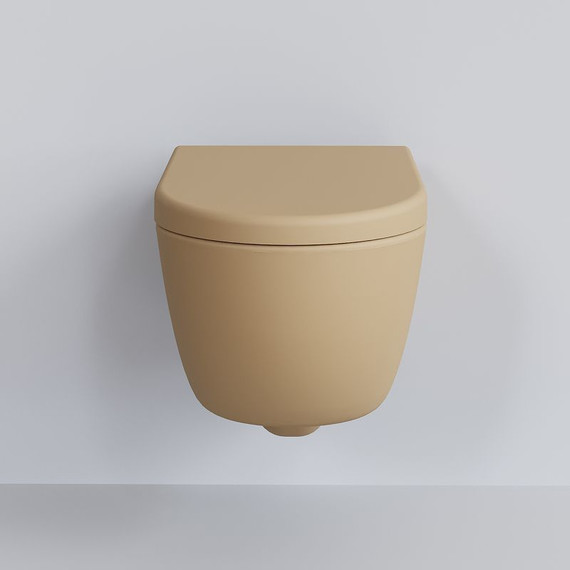 Унитаз подвесной безободковый Ambassador Abner 103T20501R, темно-бежевый матовый, Цвет производителя: коричневый - фото 3