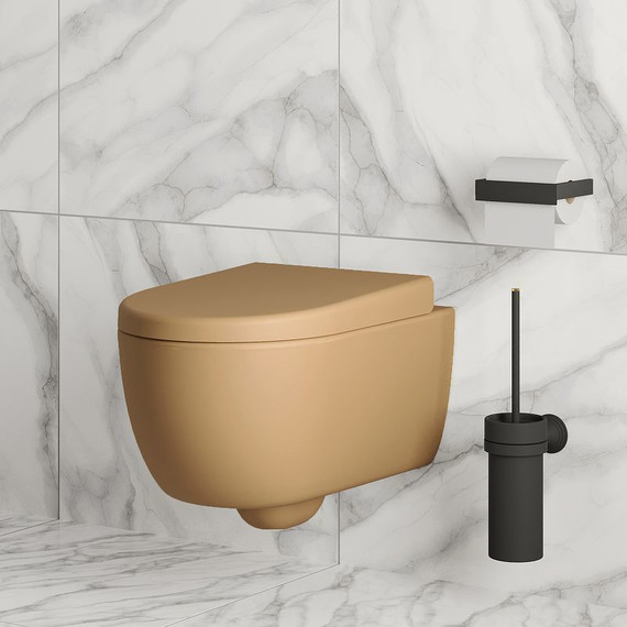 Унитаз подвесной безободковый Ambassador Abner 103T20501R, темно-бежевый матовый, Цвет производителя: коричневый - фото 6