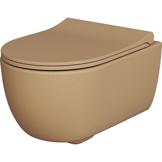 Унитаз подвесной безободковый Ambassador Abner 103T20501R, темно-бежевый матовый, Цвет производителя: коричневый - фото 7