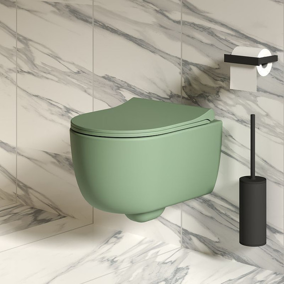 Унитаз подвесной безободковый Ambassador Abner 103T21001R, мятный матовый, Цвет производителя: зелёный - фото 11