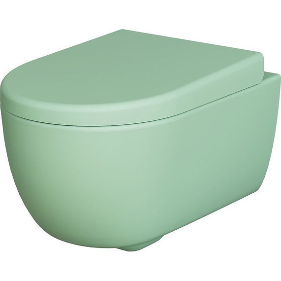 Унитаз подвесной безободковый Ambassador Abner 103T21001R, мятный матовый, Цвет производителя: зелёный - фото 2