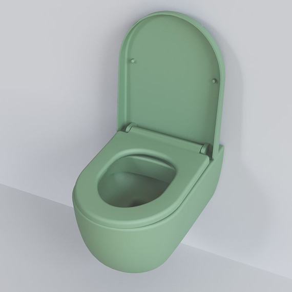 Унитаз подвесной безободковый Ambassador Abner 103T21001R, мятный матовый, Цвет производителя: зелёный - фото 5