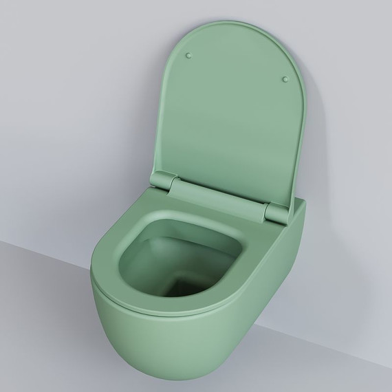 Унитаз подвесной безободковый Ambassador Abner 103T21001R, мятный матовый, Цвет производителя: зелёный - фото 10