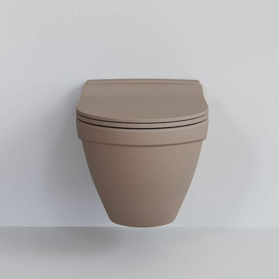 Унитаз подвесной безободковый Ambassador Nord 133T20501, темно-бежевый матовый, Цвет производителя: коричневый - фото 3