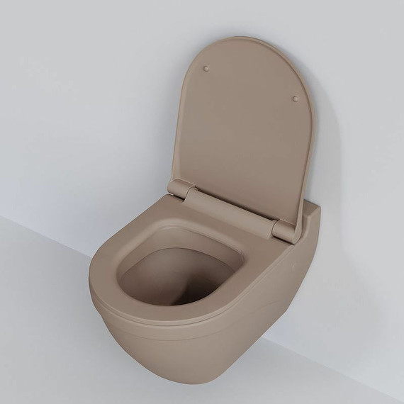 Унитаз подвесной безободковый Ambassador Nord 133T20501, темно-бежевый матовый, Цвет производителя: коричневый - фото 5