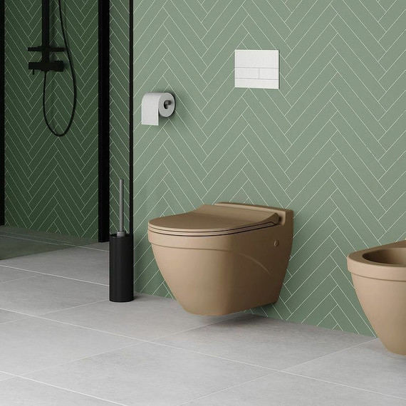 Унитаз подвесной безободковый Ambassador Nord 133T20501, темно-бежевый матовый, Цвет производителя: коричневый - фото 6