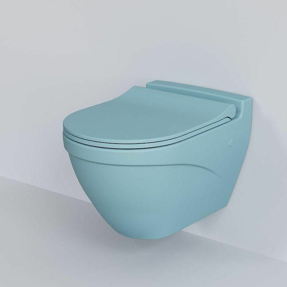 Унитаз подвесной безободковый Ambassador Nord 133T20801, голубой матовый, Цвет производителя: синий - фото 2