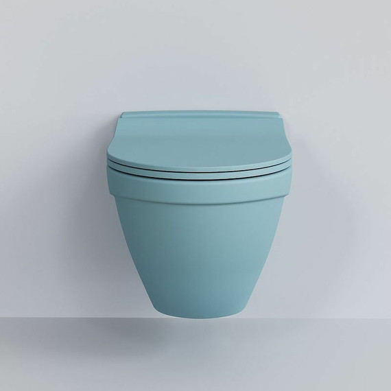 Унитаз подвесной безободковый Ambassador Nord 133T20801, голубой матовый, Цвет производителя: синий - фото 3