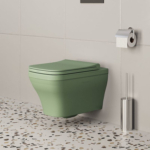 Унитаз подвесной безободковый Ambassador Benefit 203T21001R, мятный матовый, Цвет производителя: зелёный - фото 12