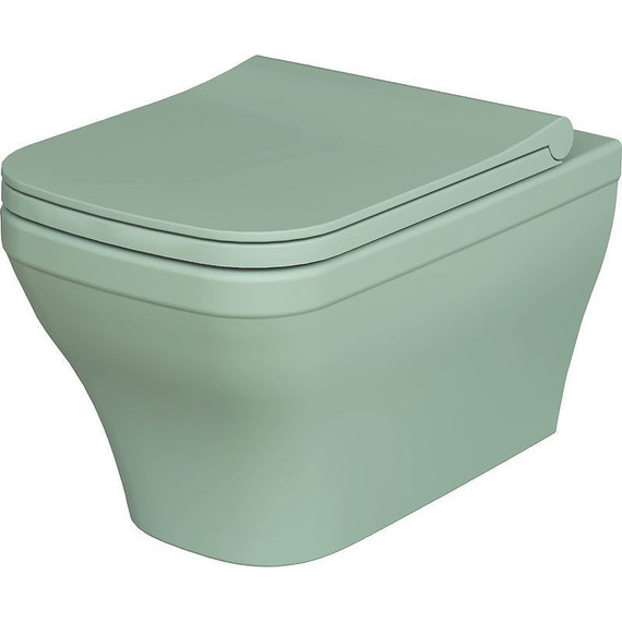 Унитаз подвесной безободковый Ambassador Benefit 203T21001R, мятный матовый, Цвет производителя: зелёный - фото 7