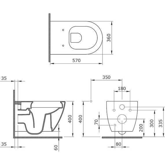 Унитаз подвесной безободковый Ambassador Queen 113T20301R, серый матовый, Цвет производителя: серый - фото 7