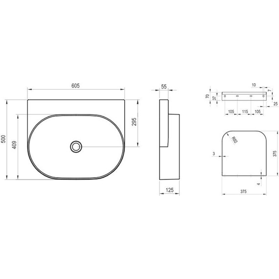 Раковина подвесная Ravak Yard 60 см XJX01060000 - фото 6