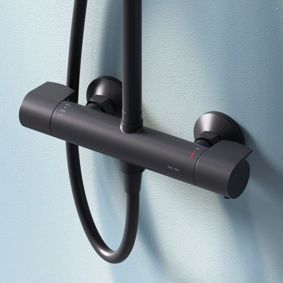 Душевая стойка с термостатом Am.Pm X-Joy F0785A422, черный, Цвет производителя: чёрный - фото, картинка 11 Душевая стойка с термостатом Am.Pm X-Joy F0785A422, черный, Цвет производителя: чёрный - фото 11