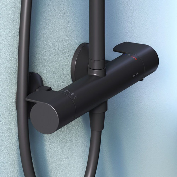 Душевая стойка с термостатом Am.Pm X-Joy F0785A422, черный, Цвет производителя: чёрный - фото, картинка 9 Душевая стойка с термостатом Am.Pm X-Joy F0785A422, черный, Цвет производителя: чёрный - фото 9