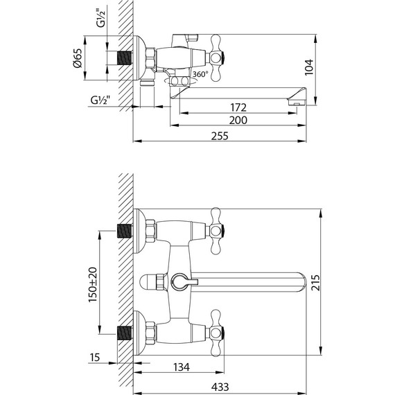 Смеситель для ванны Lemark Standard LM2113C - фото 2