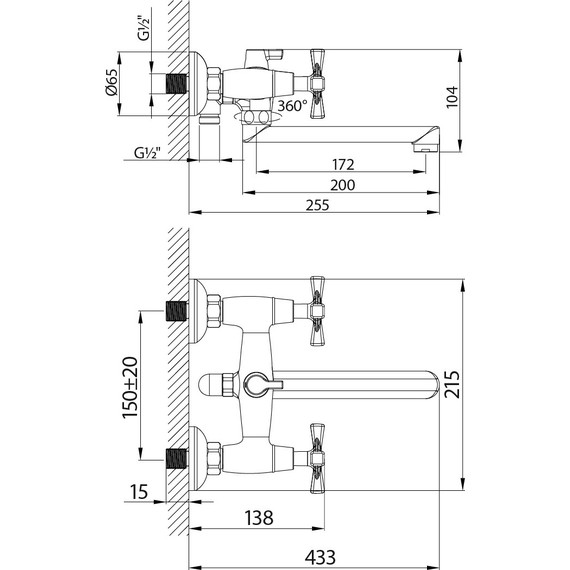 Смеситель для ванны Lemark Benefit LM2513C - фото 2