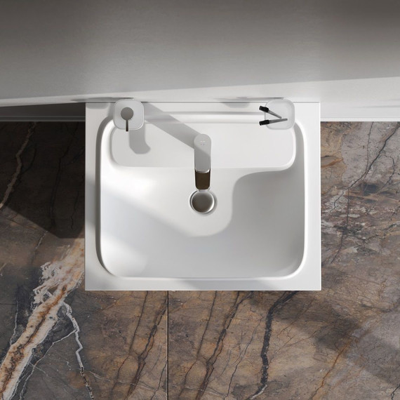 Тумба подвесная с раковиной Am.Pm Func 60 см M8FFUX0601OF, дуб крафт, Цвет фасада: тёмное дерево - фото, картинка 4 Тумба подвесная с раковиной Am.Pm Func 60 см M8FFUX0601OF, дуб крафт, Цвет фасада: тёмное дерево - фото 4