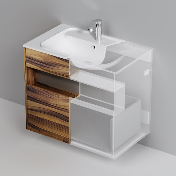 Тумба подвесная с раковиной Am.Pm Func 80 см M8FFUX0801OF, дуб крафт, Цвет фасада: тёмное дерево - фото, картинка 8 Тумба подвесная с раковиной Am.Pm Func 80 см M8FFUX0801OF, дуб крафт, Цвет фасада: тёмное дерево - фото 8