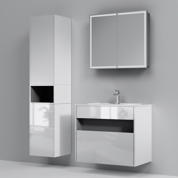 Тумба подвесная с раковиной Am.Pm Func 80 см M8FFUX0801WG, белый глянцевый, Цвет фасада: белый - фото 5