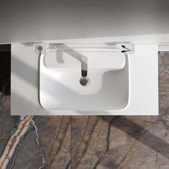 Тумба подвесная с раковиной Am.Pm Func 100 см M8FFUX1001OF, дуб крафт, Цвет фасада: тёмное дерево - фото 4