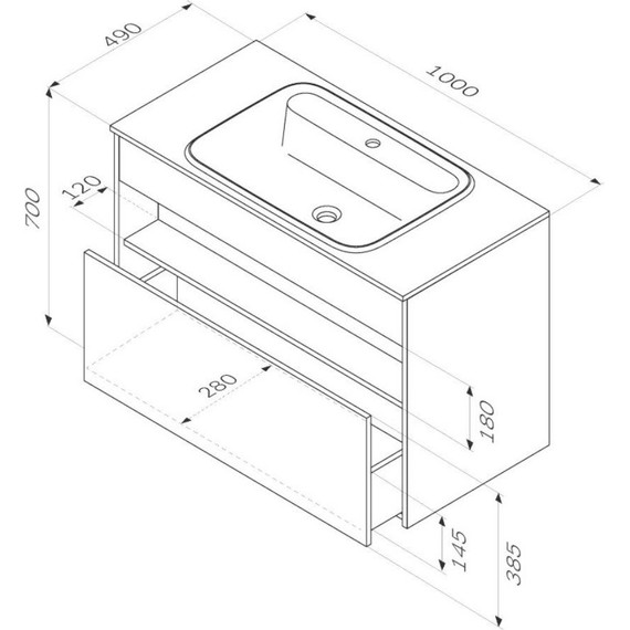Тумба подвесная с раковиной Am.Pm Func 100 см M8FFUX1001WG, белый глянцевый, Цвет фасада: белый - фото 12