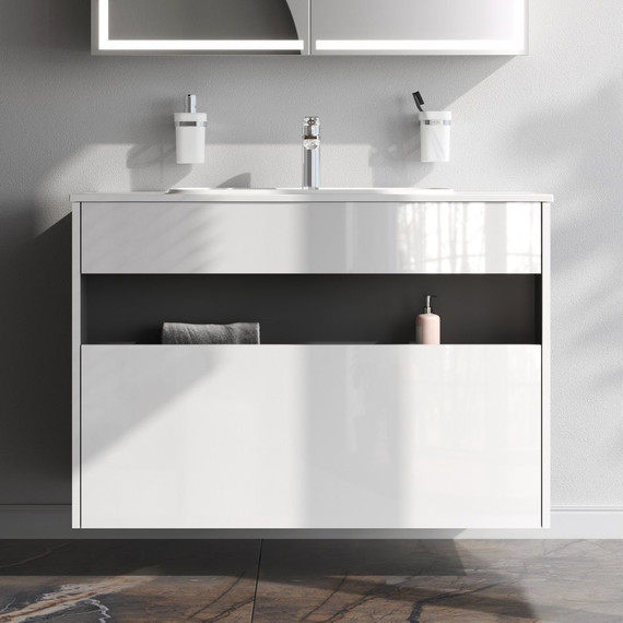 Тумба подвесная с раковиной Am.Pm Func 100 см M8FFUX1001WG, белый глянцевый, Цвет фасада: белый - фото 10