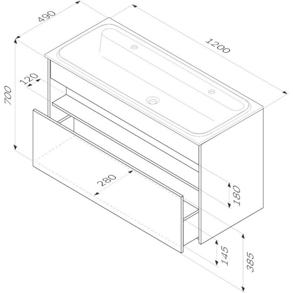 Тумба подвесная с раковиной Am.Pm Func 120 см M8FFUX1201OF, дуб крафт, Цвет фасада: тёмное дерево - фото 13