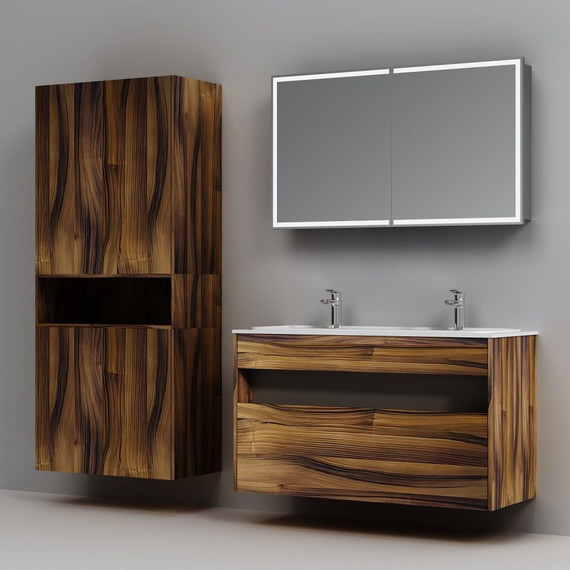 Тумба подвесная с раковиной Am.Pm Func 120 см M8FFUX1201OF, дуб крафт, Цвет фасада: тёмное дерево - фото 7