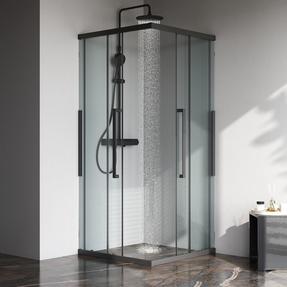 Душевое ограждение Am.Pm Func 90x90 см W84G-403-9090-BТ, черный/прозрачное - фото 3