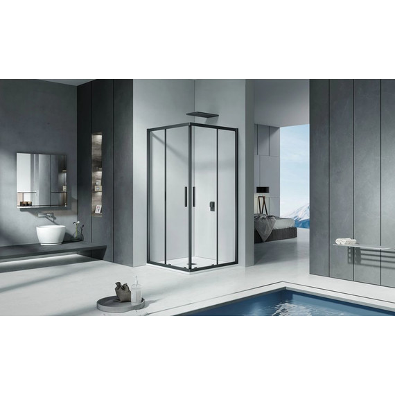 Душевое ограждение Bas Cofe CR-100-C-B 100x100 см, чёрный/прозрачное - фото 2