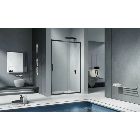 Душевая дверь Bas Cofe WTW-140-C-B 140 см, чёрный/прозрачное - фото 2