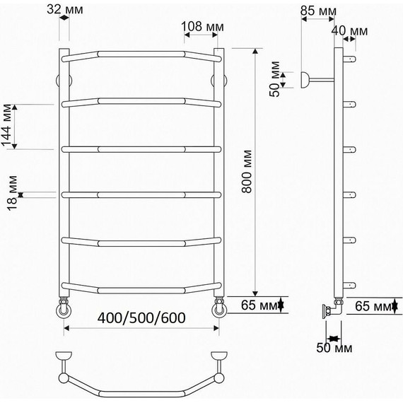 Полотенцесушитель водяной Secado Агата 1 П6 500x800 мм, бронза - фото 3
