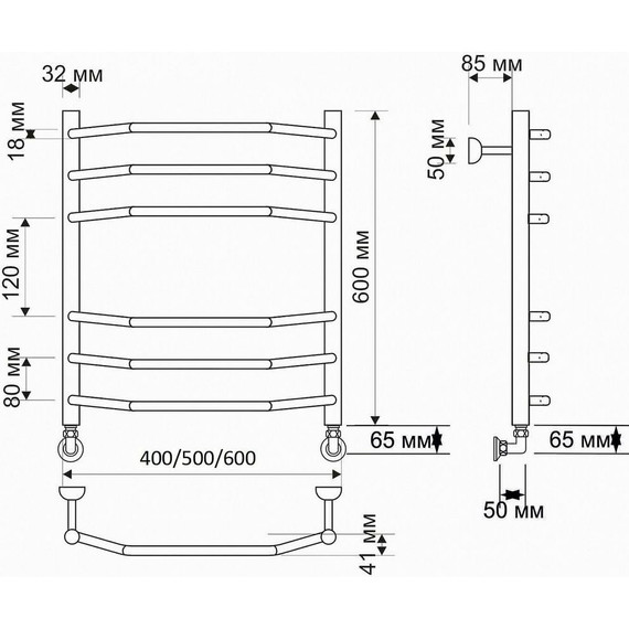 Полотенцесушитель водяной Secado Агата 2 П6 500x600 мм, бронза - фото 3