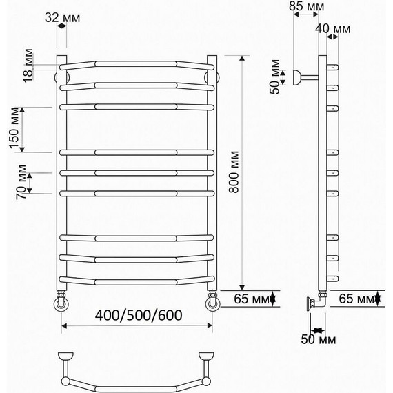 Полотенцесушитель водяной Secado Агата 2 П9 500x800 мм, бронза - фото 3