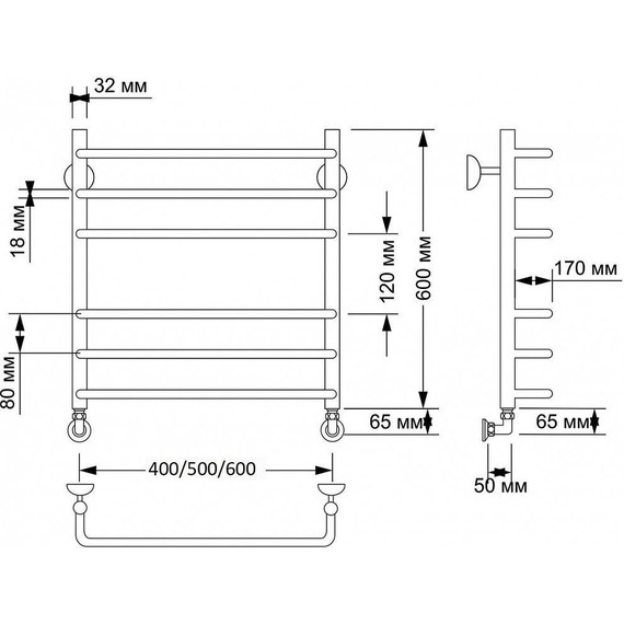 Полотенцесушитель водяной Secado Мерида 3 П6 500x600 мм, бронза - фото 3