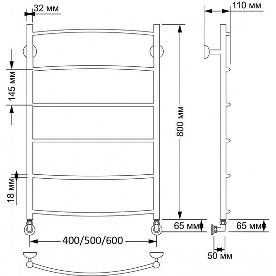Полотенцесушитель водяной Secado Милан 1 П6 500x800 мм, бронза - фото 3