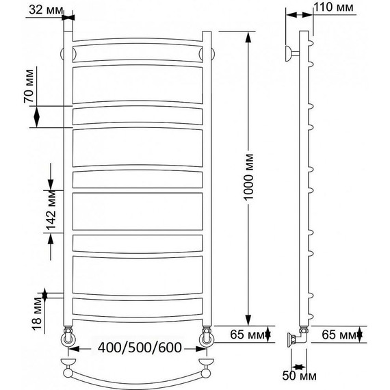 Полотенцесушитель водяной Secado Милан 2 П10 500x1000 мм, бронза - фото 3
