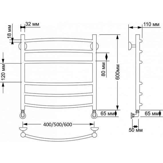 Полотенцесушитель водяной Secado Милан 3 П6 500x600 мм, бронза - фото 3
