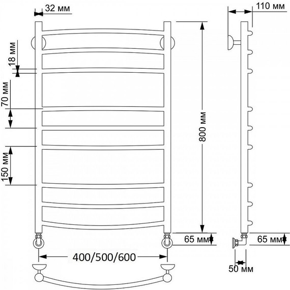 Полотенцесушитель водяной Secado Милан 3 П9 500x800 мм, бронза - фото 3